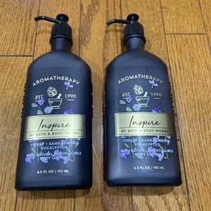 BATH & BODY WORKS AROMATHERAPY INSPIRE VIOLET SANDALWOOD‎ EUCALYPTUS LOTION 2x